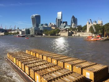 City skyline with river in background