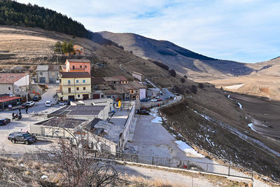 High angle view of townscape against sky