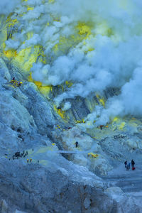 People at sulphur mining