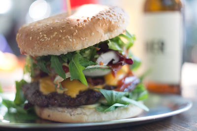 Close-up of a hamburger