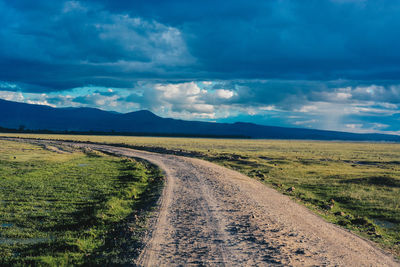 Road by landscape against sky