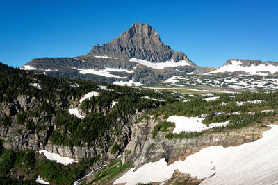Beautiful view of logan's pass in glacier national park from the going to the sun road