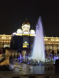 Illuminated buildings at night