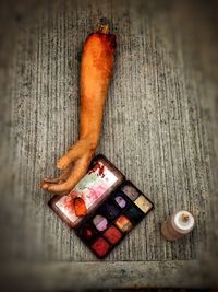 High angle view of bread on table