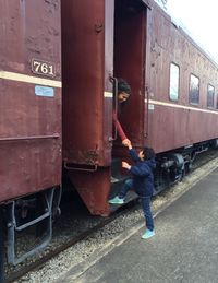 Man working on railroad track