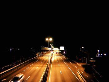 Light trails on road at night