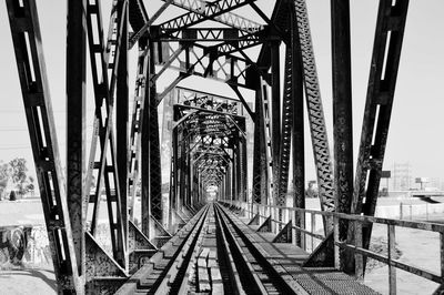 Metal structure on railway bridge