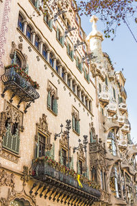 Low angle view of old building against sky