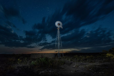 Windmill against a twilight partly cloudy sky