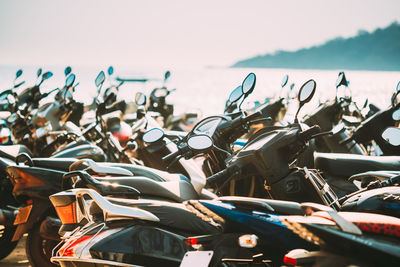 Close-up of bicycles