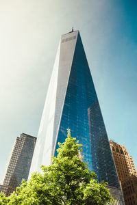 Low angle view of skyscrapers against sky