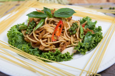 Close-up of meal served in plate