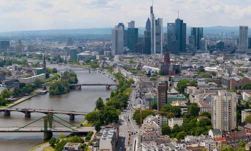 Bridges over main river in city