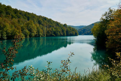 Scenic view of lake against sky