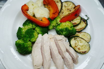 High angle view of fish served in plate