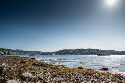 Scenic view of sea against clear sky