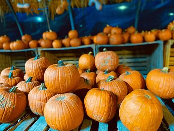 Pumpkins for sale at market stall