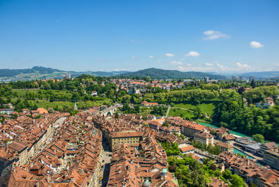 High angle view of townscape against sky