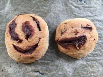 High angle view of cookies