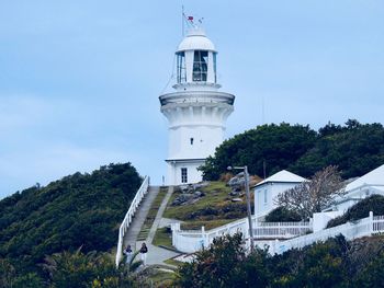 View of lighthouse and buildings against sky