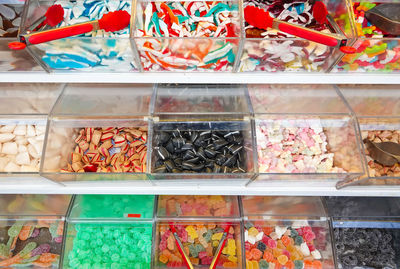 Full frame shot of multi colored candies in store