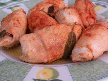 Close-up of meat in plate