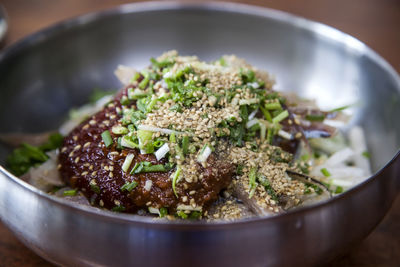 Close-up of food in bowl on table