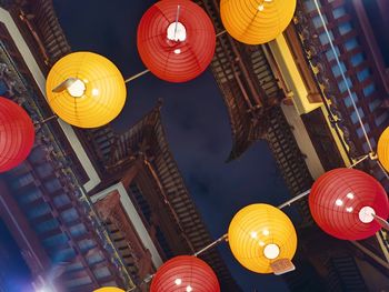 Low angle view of illuminated lanterns  in yuyuan shanghai 