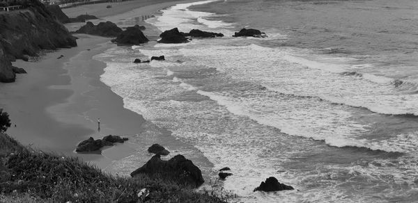 High angle view of people on beach