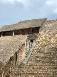 Low angle view of mayan ruins 
