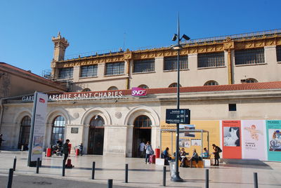 Group of people in front of building