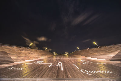 Light trails on road at night