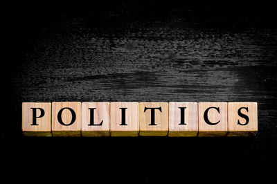 Close-up of text on black background