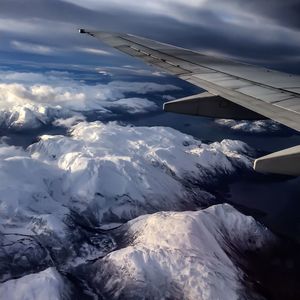 Aerial view of snowcapped mountains