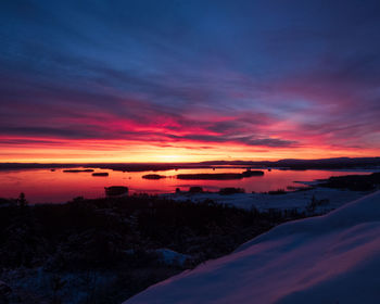 Scenic view of dramatic sky during sunset