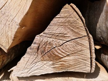 Close-up of rock on wood