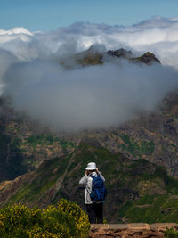 Woman looking at mountains