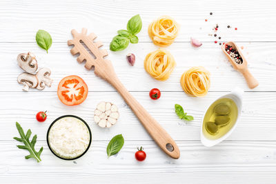 High angle view of ingredients on table