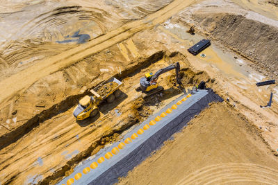 High angle view of construction site