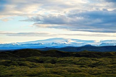 Scenic view of dramatic landscape against sky