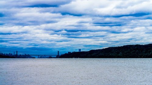 Scenic view of sea against cloudy sky