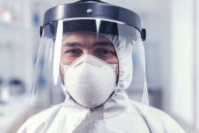 Close-up of man wearing mask