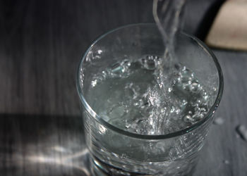 Close-up of water in glass on table