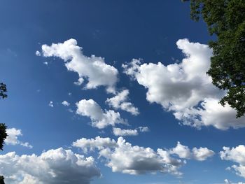 Low angle view of clouds in blue sky