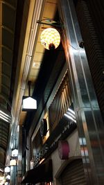 Low angle view of illuminated ceiling