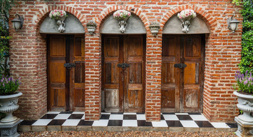 Closed door of building