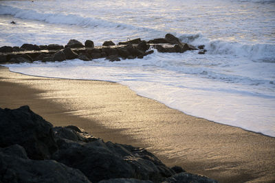 Scenic view of rocky beach