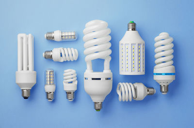 Close-up of electric lamp against blue background