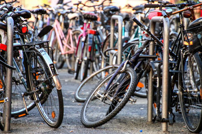 Bicycles parked at parking station