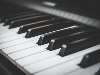 High angle view of piano keys